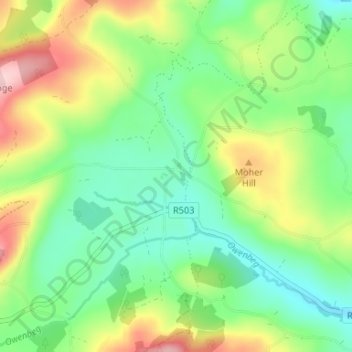 Upperchurchの地形図、標高、地勢