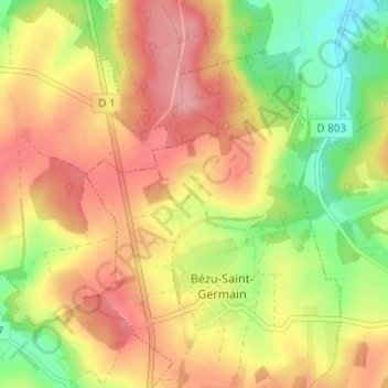 L'Hermitageの地形図、標高、地勢