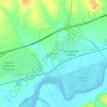 Bermejalの地形図、標高、地勢