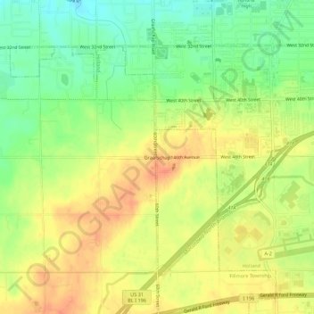 Graafschapの地形図、標高、地勢