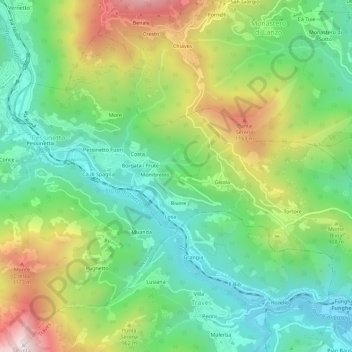 Maleggiaの地形図、標高、地勢