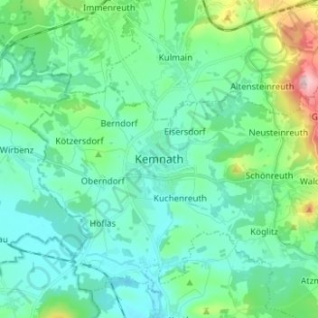 Kemnathの地形図、標高、地勢