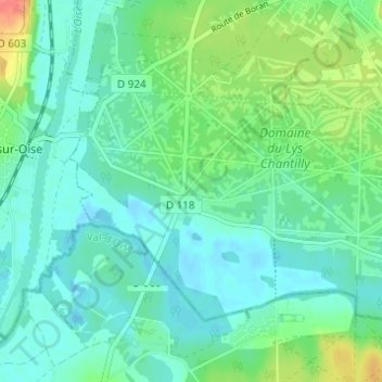 Le Lysの地形図、標高、地勢