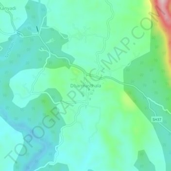 Dharmasthalaの地形図、標高、地勢