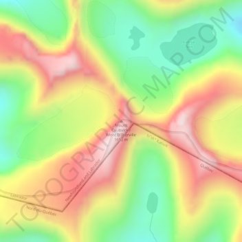 Mount Caubvickの地形図、標高、地勢