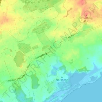 Ludwigsburgの地形図、標高、地勢