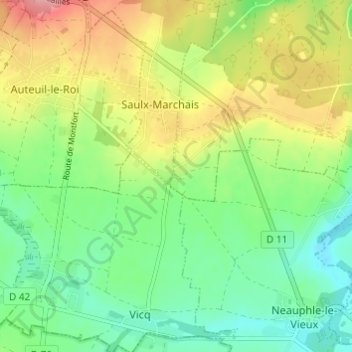 La Basse Pissoteの地形図、標高、地勢