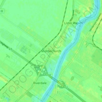 Middlechurchの地形図、標高、地勢