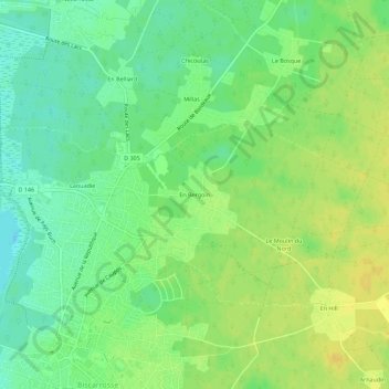 En Bergoinの地形図、標高、地勢