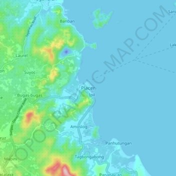 Placerの地形図、標高、地勢