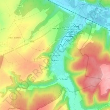 Rue du Moulinの地形図、標高、地勢