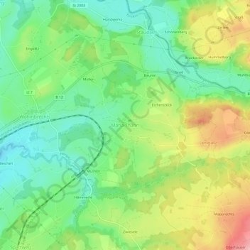 Maria-Thannの地形図、標高、地勢