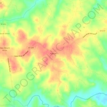 Katrineの地形図、標高、地勢