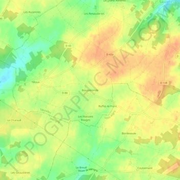 Bousserondeの地形図、標高、地勢
