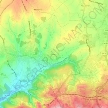 Cabrizの地形図、標高、地勢