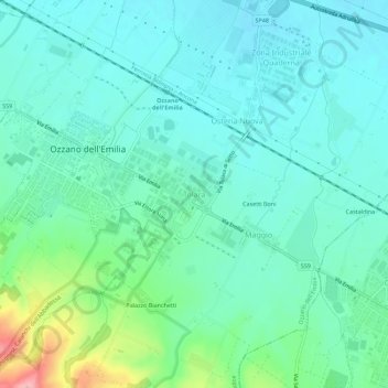 Tolaraの地形図、標高、地勢
