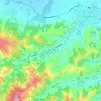 Salvaranoの地形図、標高、地勢