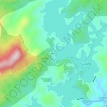 Colonyの地形図、標高、地勢