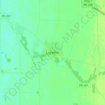 Loretteの地形図、標高、地勢