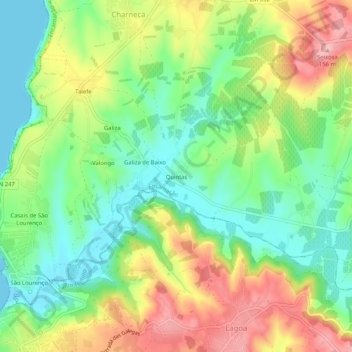 Quintasの地形図、標高、地勢