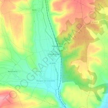 Vega de Magazの地形図、標高、地勢