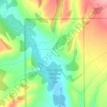Fort Walshの地形図、標高、地勢