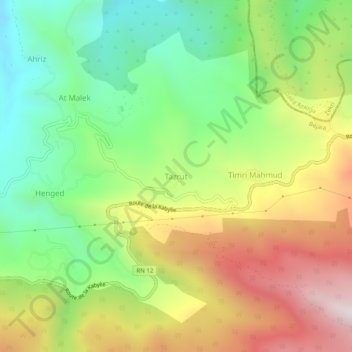 Tazroutの地形図、標高、地勢