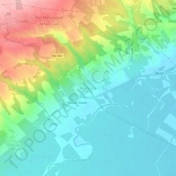 Berbessaの地形図、標高、地勢