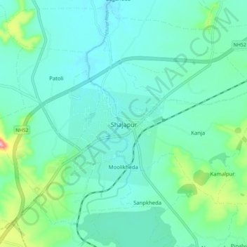 Shajapurの地形図、標高、地勢