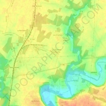 Les Hommes Guillaumeの地形図、標高、地勢