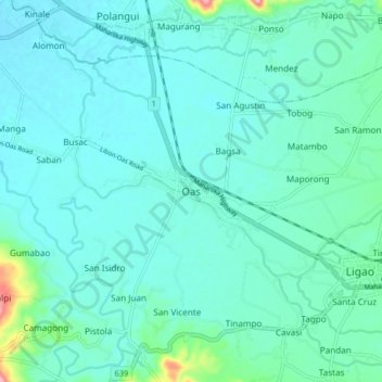 Oasの地形図、標高、地勢