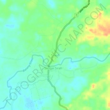 Silautの地形図、標高、地勢
