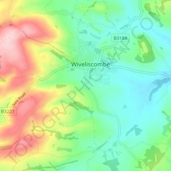 Hartswellの地形図、標高、地勢