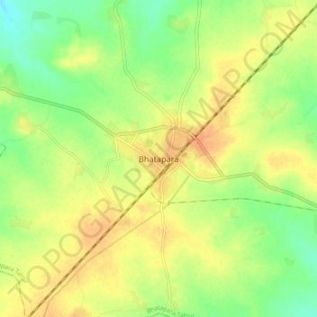 Bhataparaの地形図、標高、地勢