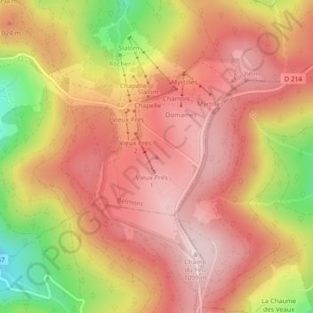 le Champ du Feuの地形図、標高、地勢