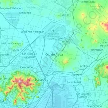 Ojo de Aguaの地形図、標高、地勢