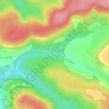 Source de L'Aubeの地形図、標高、地勢