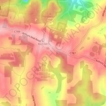 Mornington Peninsulaの地形図、標高、地勢