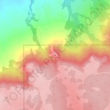 Bald Butteの地形図、標高、地勢