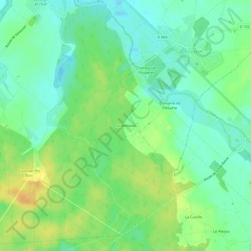 La Bernaiseの地形図、標高、地勢
