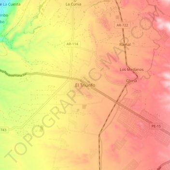 El Triunfoの地形図、標高、地勢