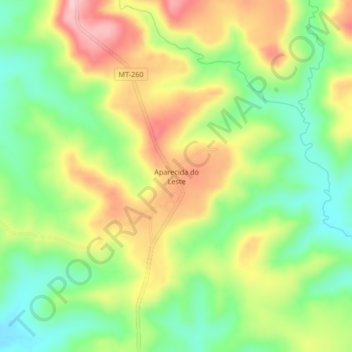 Aparecida do Lesteの地形図、標高、地勢