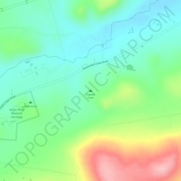 Cooper's Caveの地形図、標高、地勢