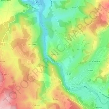Verdezunの地形図、標高、地勢