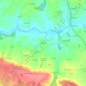 Nerhuilecの地形図、標高、地勢