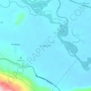 Eragayamの地形図、標高、地勢