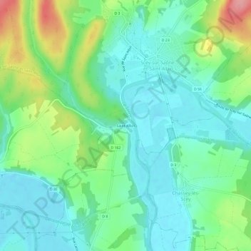 Saint-Albinの地形図、標高、地勢