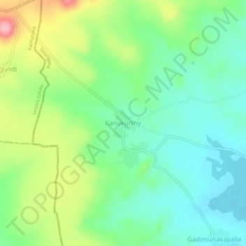 Kanukurthyの地形図、標高、地勢