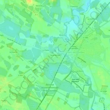 Saint-Michelの地形図、標高、地勢