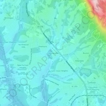 Cope Heightsの地形図、標高、地勢